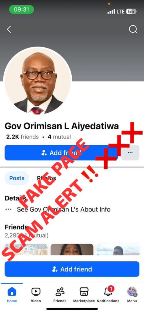 Ondo govt disowns Fake facebook page impersonating Gov Aiyedatiwa